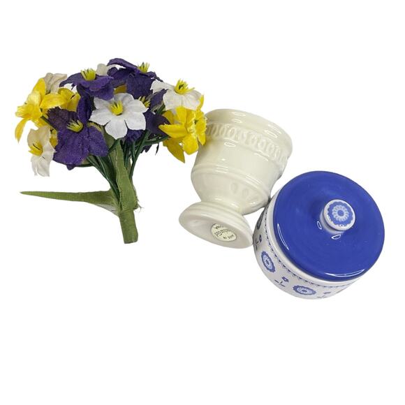 VTG American Girl Elizabeth DRESSING TABLE ACCESSORIES Vase Flowers & Powder Jar - Picture 4 of 6